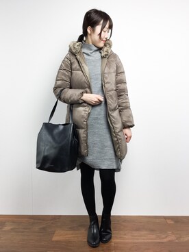 「Right-on（ライトオン）のアイテム（ダウンジャケット/コート）」を使った、まるさん（レディース・161cm）の冬コーディネート