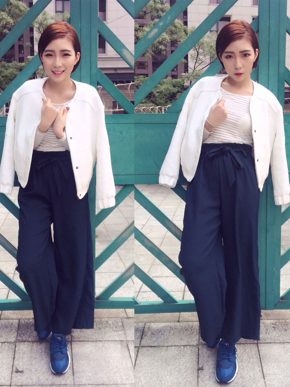 「new、Taiwan、hair、white、NIKE、H&M、girl」｜「NIKEのアイテム（スニーカー、ブルー系）」を使った、Wang-Wangさん（レディース・164cm）の春コーディネートの1枚目の写真