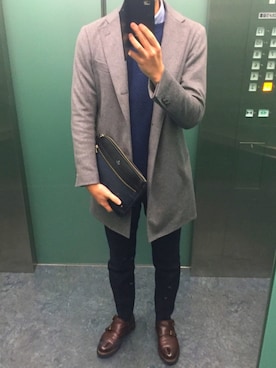 「アイテム（チェスターコート）」を使った、はれさん（メンズ・178cm・20代）の冬コーディネート