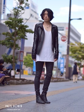 「茨城スナップ」｜「アイテム（ライダースジャケット）」を使った、Nob.さん（メンズ・176cm）の夏コーディネート