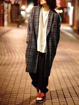 「NEONSIGN（ネオンサイン）のアイテム（チェスターコート）」を使った、Nob.さん（メンズ・176cm）の春コーディネート