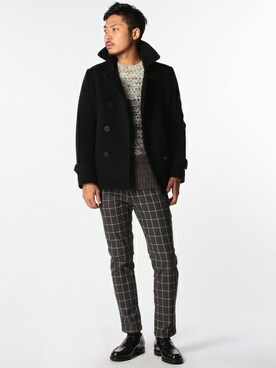 「BEAMS LIGHTS」｜「アイテム（ピーコート）」を使った、mizutaniさん（メンズ・178cm）の秋コーディネート