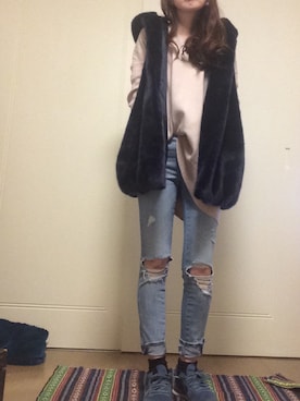 「DHOLIC（ディーホリック）のアイテム（その他アウター）」を使った、macoさん（レディース・164cm）の冬コーディネート