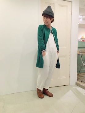 「ホワイトサロペット」｜YARRAdouxbleu三宮店さん（レディース・156cm）の冬コーディネート