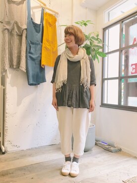 「INN-STANT（インスタント）のアイテム」を使った、YARRAdouxbleu三宮店さん（レディース・156cm）の夏コーディネート