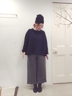 「ネイル」｜「アイテム（ニットキャップ/ビーニー）」を使った、YARRAdouxbleu三宮店さん（レディース・154cm）の秋コーディネート