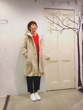 「YARRA（ヤラ）のアイテム（その他アウター）」を使った、YARRAdouxbleu三宮店さん（レディース・159cm）の冬コーディネート