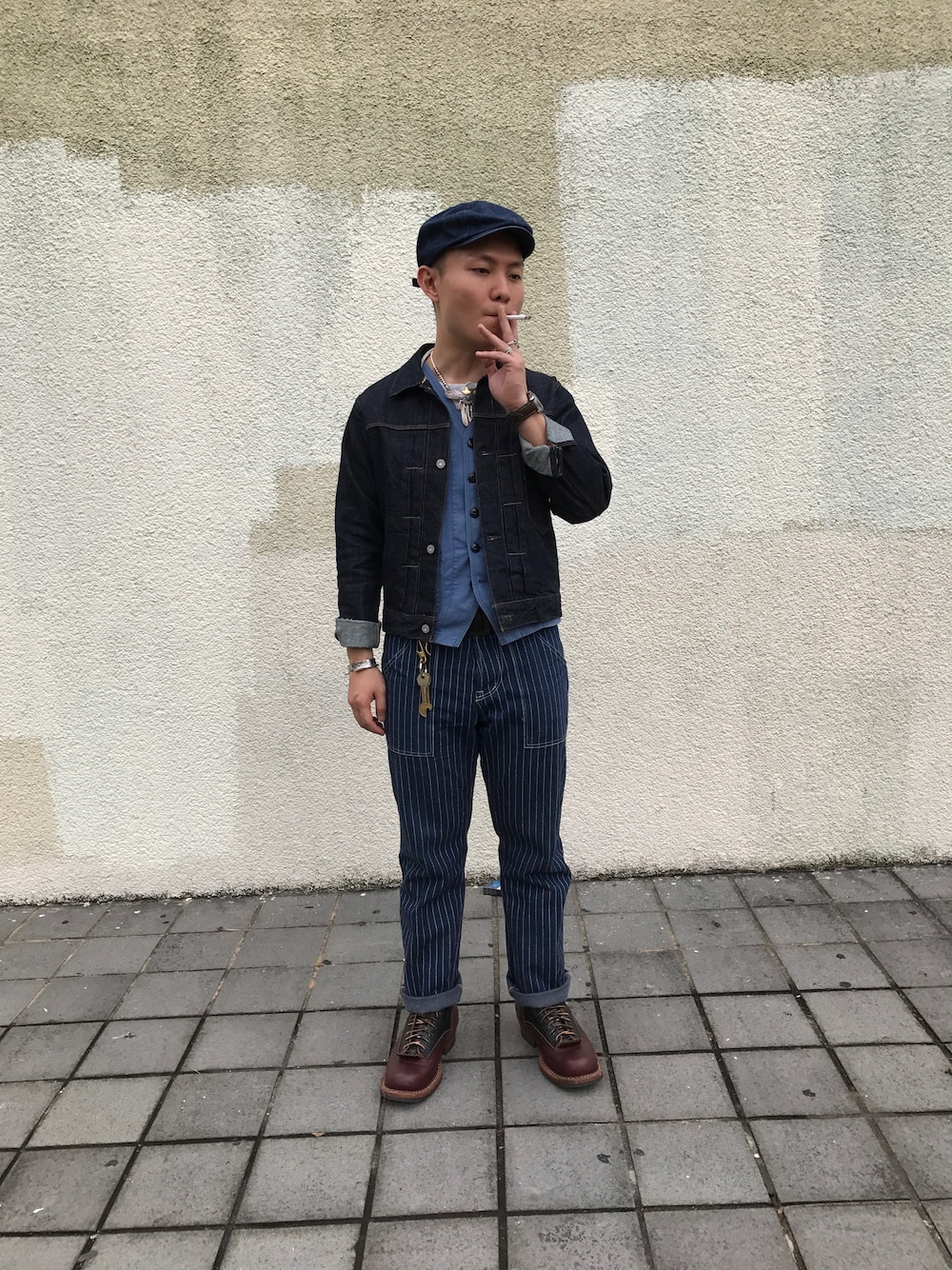 「秋冬、denim」｜「WHITE'S BOOTSのアイテム（ブーツ、その他）」を使った、Leewilleeさん（メンズ・167cm）の秋コーディネートの1枚目の写真