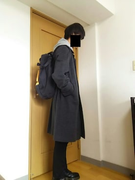 「アイテム（ステンカラーコート）」を使った、ケンタローさん（メンズ・175cm・10代）の冬コーディネート