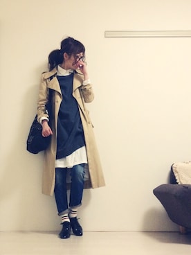 「スウェットワンピース」｜「アイテム（シャツワンピース）」を使った、dxさん（レディース・162cm）の春コーディネート