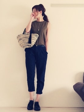 「ノースリーブニット」｜dxさん（レディース・162cm）の夏コーディネート