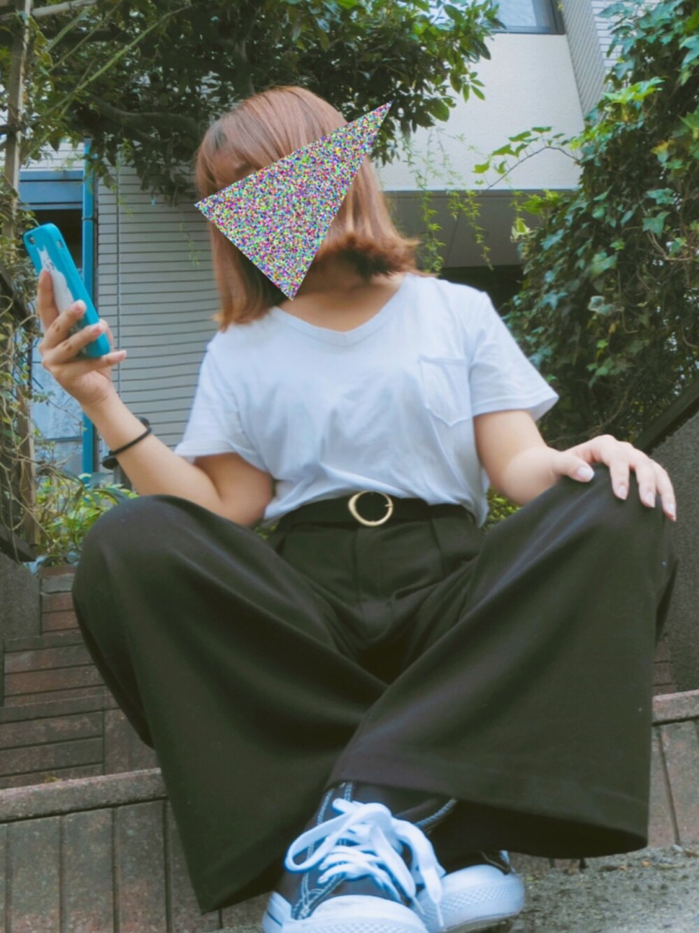 「休日スタイル、ootd、モノトーンコーデ、GU、ワイドパンツ」｜「🇰🇷のアイテム（Tシャツ/カットソー、ホワイト系）」を使った、miuさん（レディース・153cm）の秋コーディネートの1枚目の写真