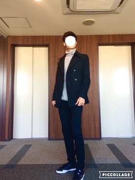 「COMME CA ISM（コムサイズム）のアイテム（ピーコート）」を使った、sさん（メンズ・177cm）の秋コーディネート