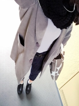 「リブタートルネック」｜「アイテム（チェスターコート）」を使った、ももさん（レディース・163cm）の冬コーディネート