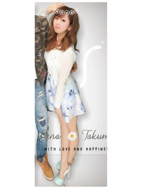 「one way（ワンウェイ）のアイテム（シューズ）」を使った、RuRuさん（レディース・154cm）の夏コーディネート
