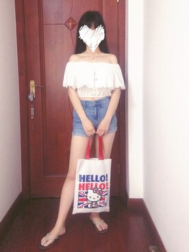 「Abercrombie&Fitch（アバークロンビーアンドフィッチ）のアイテム（シューズ）」を使った、Selinaさん（レディース・158cm）の夏コーディネート