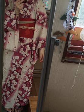 「アイテム（水着/着物・浴衣、レッド系）」を使った、ゆかぴーさん（レディース・146cm）の夏コーディネート