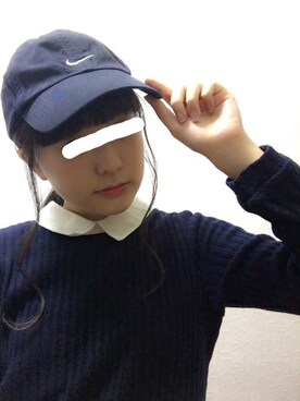 「flamingoのアイテム（キャップ、ブルー系）」を使った、ゆちさん（レディース・158cm）の冬コーディネート