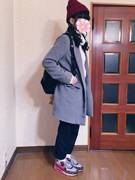 「WEGO（ウィゴー）のWEGO/CABLE　WATCH（ニットキャップ/ビーニー、レッド系）」を使った、ゆちさん（レディース・158cm）の冬コーディネート