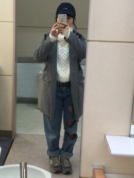 「WC（ダブル シー）のアイテム（デニムパンツ）」を使った、ゆちさん（レディース・158cm）の冬コーディネート