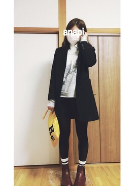 「シャツ×スウェット」｜「アイテム（チェスターコート）」を使った、anapiさん（レディース・170cm）の秋コーディネート