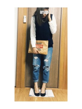 「w closet」｜「アイテム（トレンチコート）」を使った、anapiさん（レディース・170cm）の冬コーディネート