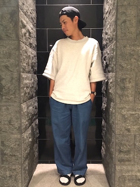 「Badhiya（バディ―ヤ）のアイテム（パンツ）」を使った、🐯としくん🐯さん（メンズ・171cm）の春コーディネート