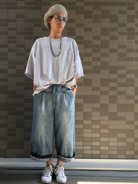 「HARE（ハレ）のアイテム（ハンチング/ベレー帽）」を使った、🐯としくん🐯さん（メンズ・171cm）の夏コーディネート