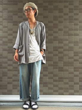 「HARE（ハレ）のアイテム（ハンチング/ベレー帽）」を使った、🐯としくん🐯さん（メンズ・171cm）の夏コーディネート