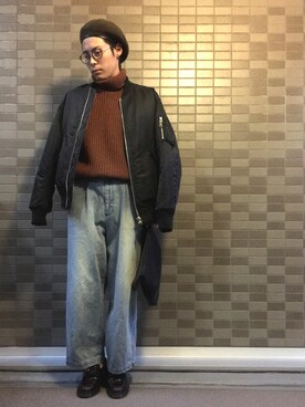 「HARE（ハレ）のアイテム（ハンチング/ベレー帽）」を使った、🐯としくん🐯さん（メンズ・171cm）の秋コーディネート