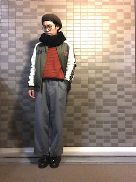 「HARE（ハレ）のアイテム（ハンチング/ベレー帽）」を使った、🐯としくん🐯さん（メンズ・171cm）の秋コーディネート