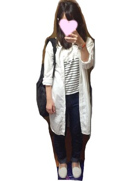 「GU（ジーユー）のアイテム（ワンピース、ホワイト系）」を使った、ayapiʕ•ᴥ•ʔさん（レディース）の冬コーディネート