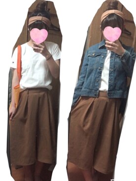 「GU（ジーユー）の（GU）イージードレープガウチョパンツＡ（パンツ、ブラウン系）」を使った、ayapiʕ•ᴥ•ʔさん（レディース）の春コーディネート