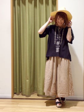 「3can4on（サンカンシオン）のアイテム（サンダル）」を使った、Uさん（レディース・155cm）の夏コーディネート