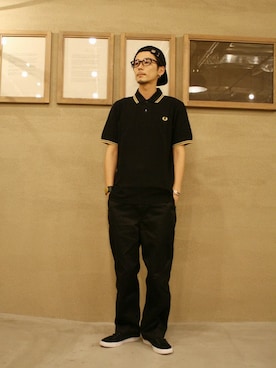 「FRED PERRY（フレッドペリー）のアイテム（帽子）」を使った、hayatoさん（メンズ・176cm）の夏コーディネート