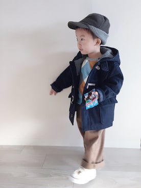 「GAP（ギャップ）のアイテム（ダッフルコート）」を使った、h39さん（キッズ・90cm）の冬コーディネート
