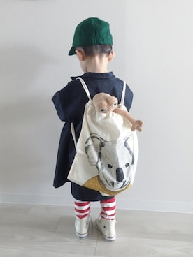 「アイテム（おもちゃ、ブラウン系）」を使った、h39さん（キッズ・90cm）の春コーディネート