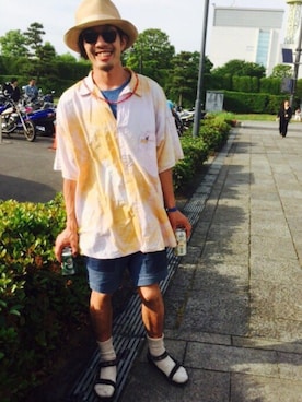 「ESTNATION（エストネーション）のアイテム（帽子）」を使った、usubaneさん（メンズ・178cm）の夏コーディネート