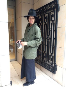 「KIJIMA TAKAYUKI」｜「アイテム（ミリタリージャケット）」を使った、usubaneさん（メンズ・178cm）の秋コーディネート