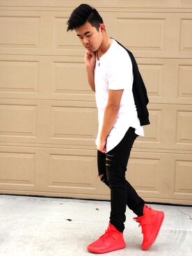 「FOREVER 21（フォーエバー トゥエンティーワン）のアイテム（ノーカラージャケット）」を使った、Kevin Caoさん（メンズ・173cm）の春コーディネート