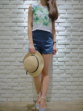 「blue」｜「アイテム（バレエシューズ）」を使った、Vivian ttwさん（レディース・157cm）の夏コーディネート