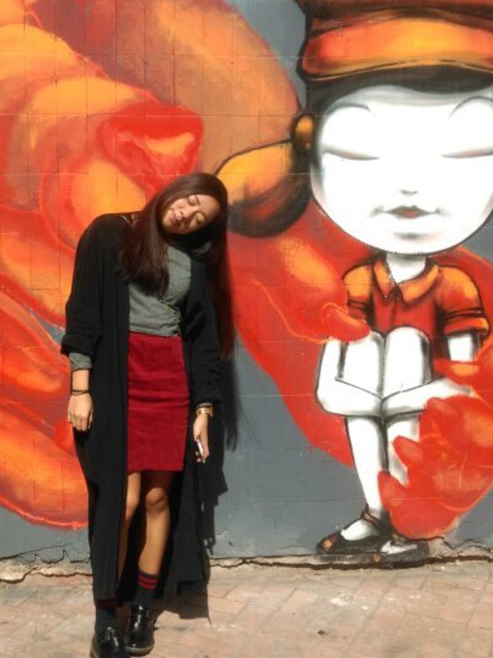 「asosのKimono Duster Jacket（その他アウター、ブラック系）」を使った、Stephanie.Fさん（レディース・163cm）の冬コーディネートの1枚目の写真