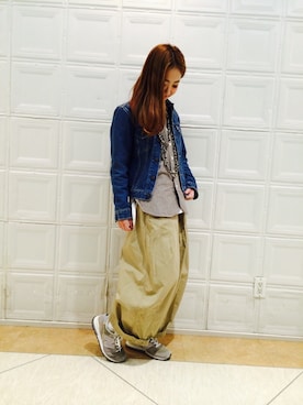 「BEAMS BOY（ビームスボーイ）のアイテム（デニムジャケット）」を使った、sawaaaさん（レディース・157cm）の春コーディネート