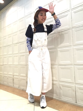「BEAMS BOY（ビームスボーイ）のアイテム（サロペット/オーバーオール）」を使った、sawaaaさん（レディース・157cm）の春コーディネート
