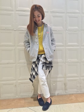 「アイテム（カバーオール）」を使った、sawaaaさん（レディース・157cm）の春コーディネート