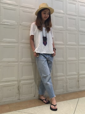 「BEAMS BOY（ビームスボーイ）のSUNSPEL / BIG TEE（Tシャツ/カットソー）」を使った、sawaaaさん（レディース・157cm）の夏コーディネート