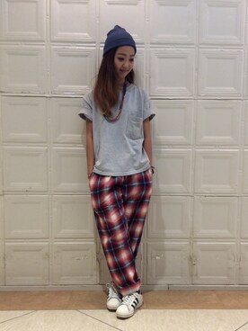 「アイテム（ネックレス、ピンク系）」を使った、sawaaaさん（レディース・157cm）の夏コーディネート