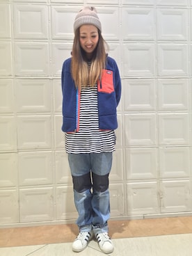 「キャンプスタイル」｜「アイテム（ブルゾン）」を使った、sawaaaさん（レディース・157cm）の秋コーディネート