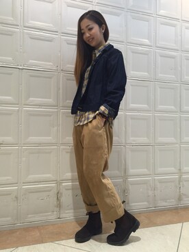 「BEAMS BOY（ビームスボーイ）のアイテム（デニムジャケット）」を使った、sawaaaさん（レディース・157cm）の秋コーディネート