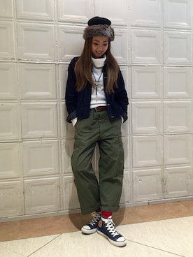 「BEAMS BOY（ビームスボーイ）のアイテム（デニムジャケット）」を使った、sawaaaさん（レディース・157cm）の冬コーディネート